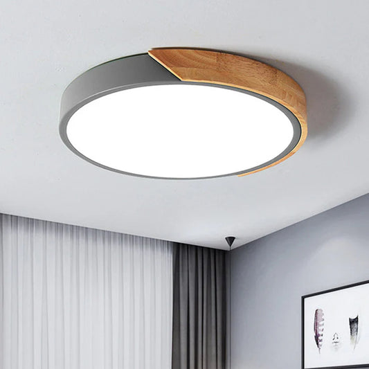 Elegant træ rund loftlampe